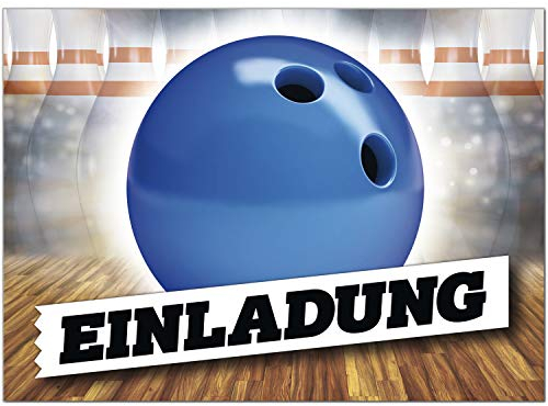 8 Einladungskarten Kindergeburtstag mit Umschlägen, Bowling-Kugel Party, Karte Geburtstag Einladung zum Ausfüllen