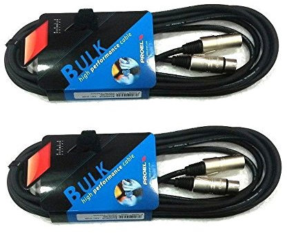 PROEL BULK250LU5 coppia cavi audio professionali bilanciati xlr maschio - xlr femmina, 5 metri, Nero (BULK250LU5-5mt - 2 Unità)