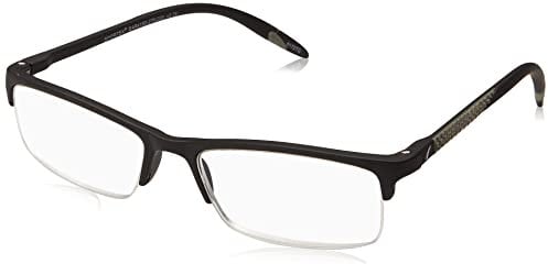 Sportex Readers Men's Half Rim Rectangular Reading Glasses Grey +1.25, gray, 29 mm