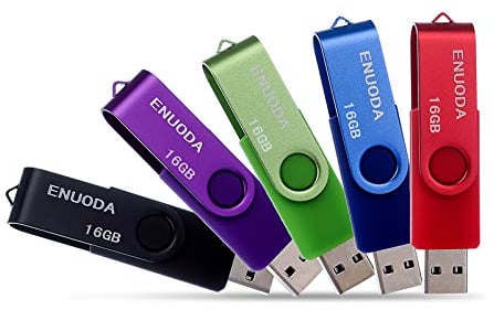 ENUODA USB Stick 16GB 5 Stück USB Speicherstick Rotate Metall Mehrfarbig High Speed USB 2.0 Flash Drive Pack (Rot,Grün,Schwarz,Blau,Violett)