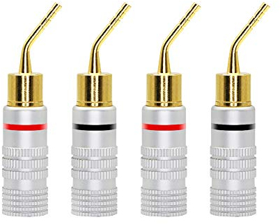 CERRXIAN Vergoldet 2mm Bananenstecker Schraubentyp Audio Lautsprecher Pin Stecker Kabelstecker Adapter (4 stücke)