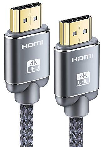 Snowkids Câble HDMI 4K 0.5m Câble HDMI par Ethernet en Nylon Tressé Supporte 3D/ Retour Audio - Cordon Hdmi pour Lecteur Blu-Ray/PS-3/ PS-4/ for Netfix/for Fire TV/Ecran - Gris