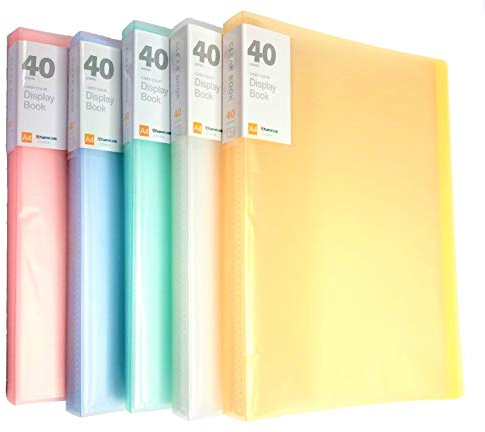KAHEIGN 5 Pièces Livre D'affichage A4 PP, 40 Poches Transparentes Livre de Présentation en Polypropylène Solide Dossier de Présentation du Dossier Projekt Couverture Translucide (5 Couleurs)