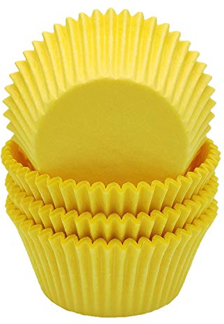 Mombake Premium Yellow Greaseproof Cupcake Cases Muffin Paper Baking Cups Standard Size, 100-Count