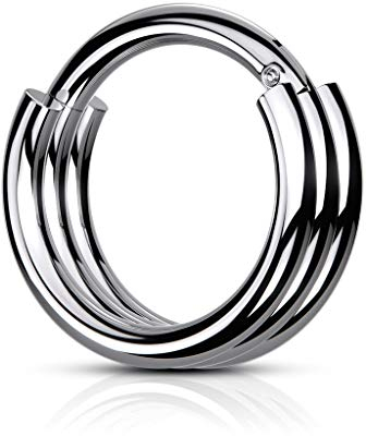 beyoutifulthings Piercing-Ring DREI-lagig Universal-Piercing Ohr-Ring Nase Segment Septum Ohr Daith Helix Klapp-Verschluss Silber 1,2/8mm