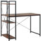 HOMCOM Bureau d'angle avec Rangement Design Industriel avec bibliothèque 3 étagères Panneaux Particules Aspect Noyer métal Noir