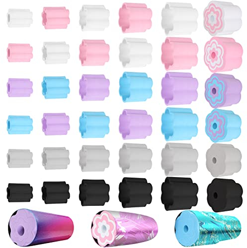 30 Pcs Cup Turner Foam Set-5 Sizes Cup Turner Inserts Expandable Spinner Sponge Cup Turner Accessories for Tumblers, Cola Shaped Water Bottles(1.57/2.44/2.83/3.18/3.74 Inch Diameter, 6 Colors) (B)