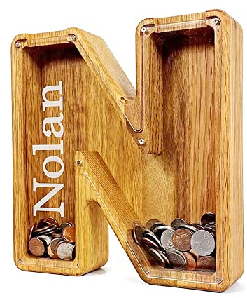 Lovejewellery A~Z Briefe Holz Sparschwein Personalisierte Geldkassette mit Name Gravur für Jungen Mädchen Münze Sparen Alphabet Geldbank Mann Frau Geburtstag Weihnachts Geschenk, (DE-FA100856)