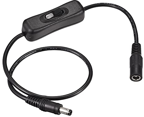 sourcing map 3Stk. DC-Kabel mit EIN/AUS-Schalter 5,5 mm x 2,5 mm DC-Stecker auf Buchse Verlängerungskabel 50 cm Schwarz für LED-Schreibtischlampe LED-Streifen