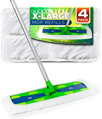 VanDuck Lot de 4 serpillières réutilisables 100 % coton compatibles avec Sweeper XL (balai non inclus)