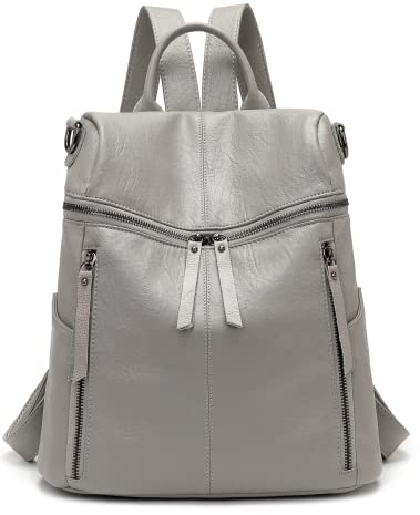 Damen Rucksack PU Leder, Lässig Lederrucksack 2 in 1 Rucksack Schultertasche Diebstahlschutz, Elegant Backpack Leichte Wasserdicht Große Multipockets Mode für Arbeit Schule Reise