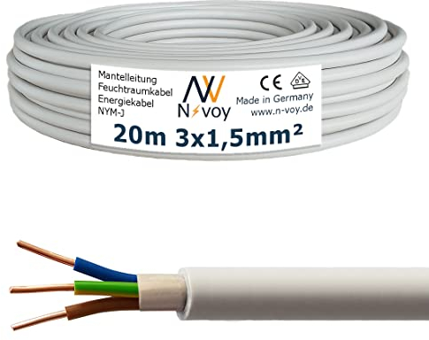 NYM-J 3x1,5 mm² 20m Mantelleitung Installationskabel Stromkabel nach DIN VDE 0250 M02