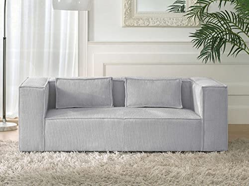 STELLA – 2-Sitzer Einzelsofa – aus Cord – moderner Stil Hellgrau