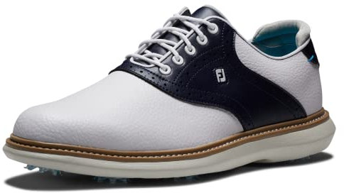 FootJoy Traditions, Zapatos de Golf Hombre, White/Navy, 42 EU Ancho