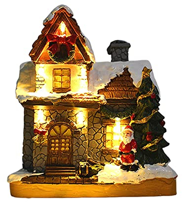 LICHENGTAI LED Weihnachtshaus Beleuchtet Weihnachtsdorf Weihnachtsstadt Weihnachtsdorf Mit Beleuchtung, 3D Miniatur Retro Weihnachtsdorf Weihnachtsdorf Häuser Set Weihnachtsszene Dekoration