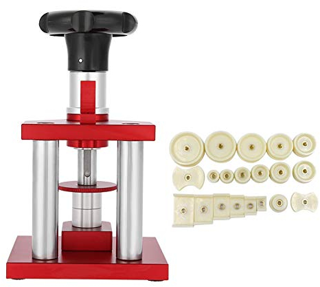 Prensa de reloj, de 18 mm a 50 mm, cierre tipo tornillo, con 20 troqueles para cerrar la tapa trasera del reloj, máquina de cierre trasero, herramienta de banco, bisel de cristal, caja de prensa,