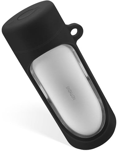 Geiomoo Silicone Case Compatible with Nothing Ear Stick, Protective Cover with Carabiner (Black)