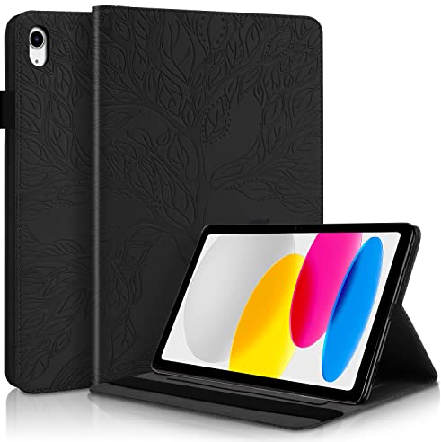 Succtopy Hülle iPad (A16) 11. Generation 11 Zoll 2025, iPad 10. Generation 10.9 Zoll 2022 PU Leder Schutzhülle mit Stifthalter Folio Flip Wallet Cover Case Hülle Schwarz