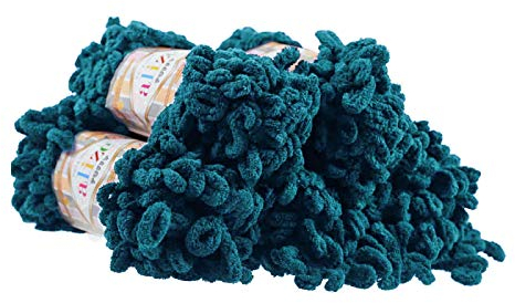 500g Strickgarn ALIZE Puffy Uni, stricken ohne Nadeln auch für Anfänger geeignet, Farbe:646 petrol
