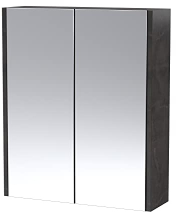 Hudson Reed NPF2617 Juno Wall Hung Mirror Cabinet (50/50), 600mm, Matt Metallic Slate
