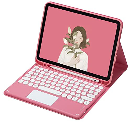 Disonbeir Keyboard Case for iPad Mini 6, iPad 8.3 inch - Cute Round Key Touchpad Detachable Keyboard with Pencil Holder, Dark Pink