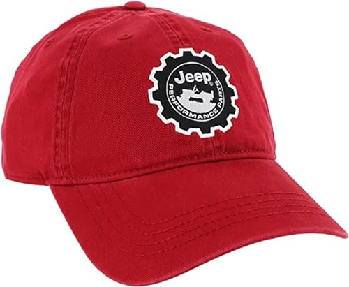 Jeep Hat Performance Parts Gear Logo Heavy Twill Baseball Cap, Rot/Ausflug, einfarbig (Getaway Solids), Einheitsgre