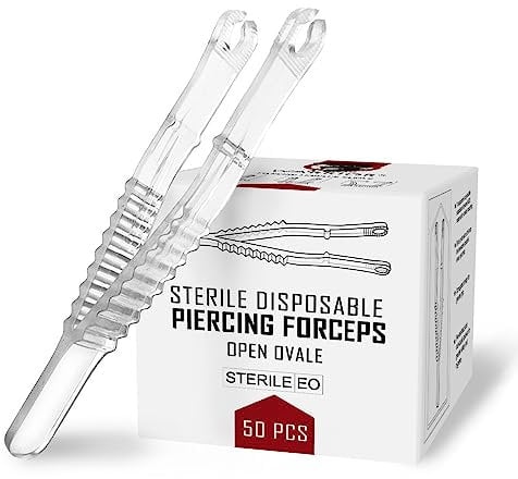 Sterile disposable pliers for piercing plastic pliers 50 pcs Warrior single-use pliers Open Oval