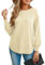 GRECERELLE Womens Long Sleeve Jumpers Lightweight Crew Neck Sweater Tops Casual Soft Knit Pullover for Ladies (Beige, L)