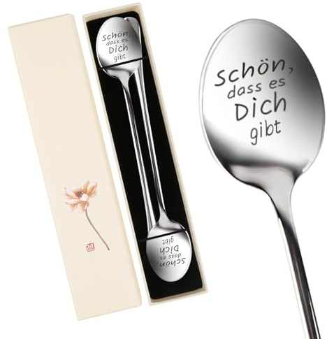 2 cucharas de café de acero inoxidable, regalos de Pascua para adultos, cucharas con grabado, bonito que te da regalos, cuchara de 19,5 cm, con caja de regalo, regalos de Pascua para mujeres, mejores