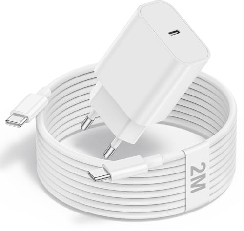 25W USB C Ladegerät, 2M Schnellladekabel USB C mit Fast Charger Adapter Netzteil Typ C Schnellladegerät Stecker für iPhone 15/15Plus/15Pro/Pro Max, Samsung Galaxy S22/ S23/Ultra, A54/ A53/ A52 5G