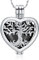 QGJNSGC Tree of Life Urn Necklaces for Ashes Heart Shape Cremation Jewelry Memorial Keepsake Jewelry Gifts for Women Men Memorial Lockets Ashes Holder for Pet (Silver-black)