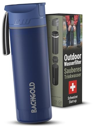Bachgold® Profi Outdoor Wasserfilter Flasche mit 1500L Filterkapazität I entfernt 99,99% aller Bakterien und filtert Viren, Partikel und Schwermetalle