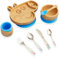 bamboo bamboo X Peppa Wutz Baby & Kleinkind-Abstill-Set, Baby Teller & Schüssel mit Saugnapf, Baby-Löffel, Kinderbecher und Besteck zum Füttern und Abstillen für Babys ab 6 Monaten (George Pig, Blau)