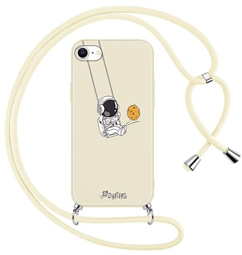 Foonary Handykette Hülle mit Band für Apple iPhone 8/7/SE 2020/SE 2022 4,7 Handyhülle, Aesthetic Kette Necklace Case mit Kordel zum Umhängen Silikon Schutzhülle Cover Schnur für iPhone 8, Astronaut 1