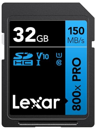 Lexar LSD0800P032G-BNNNG SDHC Card, 32 GB 800x PRO UHS-I Class 10 U1 V10 Maximum Readout 150MB/s
