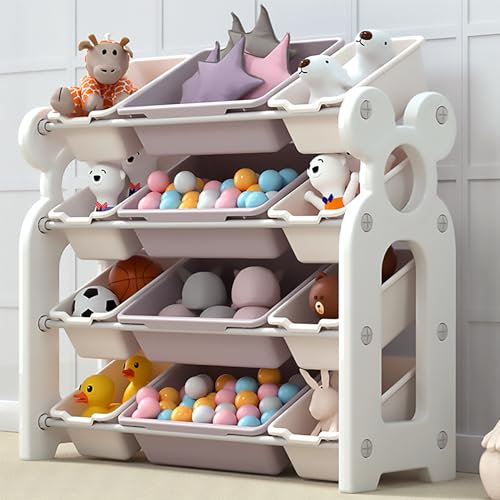 GOODS EMPORIUM Childrens Toy Storage Unit - Kids Storage Boxes for Living Room, Bedroom, Playroom, Daycare, and School. Toys Storage Organiser (White)