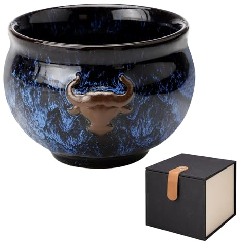 BRISKORE Espresso Tassen 150ML mit Schönen Schwarz Box Espressotassen Steingut Keramik Becher Ohne Henkel Mokka Tassen Japanische Teetasse Espresso- & Mokkatassen Teetassen Cappuccino Tassen Blau