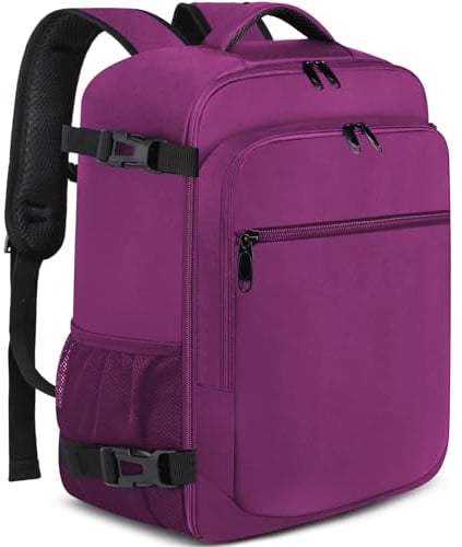 Zaino per Ryanair 40x20x25 Zaino da Viaggio per Aereo Bagaglio a Mano per Sotto il Sedile Borsa per Ryanair 14 Pollici Zaino Porta PC Uomo Donna 20L Borse da Cabina con Porta USB, Viola