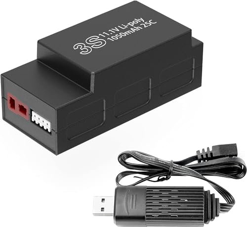 BEZGAR Spare Parts Accessories 3S 11.1V 1050mAh Li-po Battery（1）+USB Charger(1) for BEZGAR HP161S, HP163S Hobby Grade 1:16 Scale Brushless Remote Control Truck and HP161 RC Cars