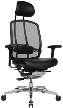 WAGNER Alu Medic 10 Limited Vintage Edition ergonomischer Profi Bürostuhl Drehstuhl Schreibtischstuhl mit bewegter Sitzfläche durch Dondola Gelenk echt Leder schwarz Vintage