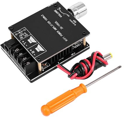 FONGKNOX BT 5.0 Mini HIFI Power Amplifier 100W 5~24V Bluetooth 2.0 Dual-channel Stereo Sound Module DIY Sound System Kit High Efficient Heat Dissipation 470uF Green Gold Capacitor ZK-1002L