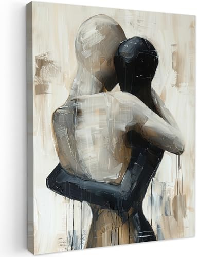 MuchoWow© Leinwandbilder Wall Art Decoration Bilder für die Wand | 50x70 cm - Schlafzimmer Deko Canvas Painting Wanddekoration Wohnzimmer Abstrakt - Kunst - Menschen - Beige