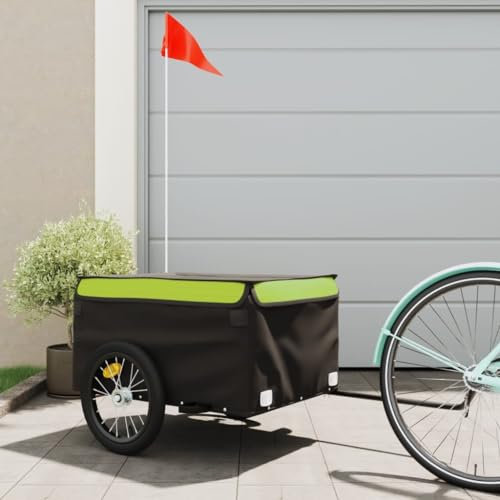 Fahrradanhänger Schwarz und Grün 45 kg Eisen, CIADAZ Fahrrad Anhänger, Lastenanhänger, Handwagen, Fahrrad-lastenanhänger, Lastenfahrrad - 94088