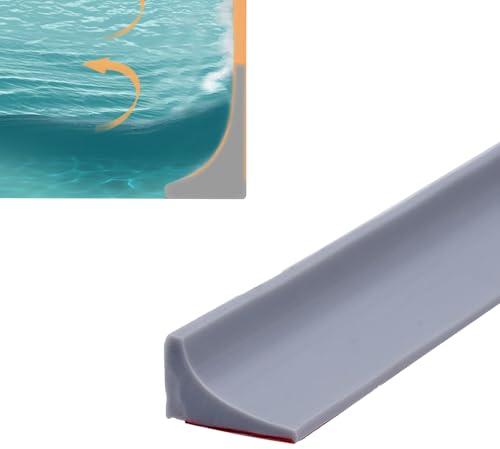2M Silicone Doccia per Acqua Barriera, Guarnizione Porta Doccia Silicone Doccia per Barriera Stop Acqua Soglia, Arresto Doccia Autoadesivo Striscia di Tenuta di Separazione Asciutta e Bagnata (Grigio)