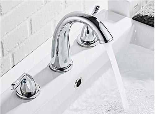 SFEWF Robinet de lavabo largement répandu, Robinet de lavabo de Salle de Bains chromé à Trois Trous de 8 Pouces, Robinet de lavabo de Salle de Bains, Robinet d'évier mélangeur de lavabo, Robinet