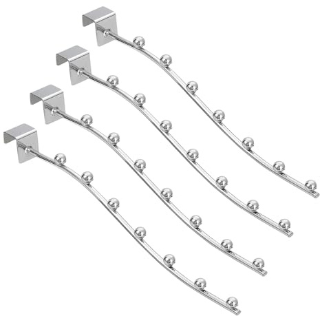 sourcing map 4Pcs 11.42 Wall Mount Waved Waterfall Hanger Rack 7 Beads, Metal Garment Hook Clothes Display Hooks Wall Hangers Organizer for Homes, Supermarket, Clothing Stores (Silver)