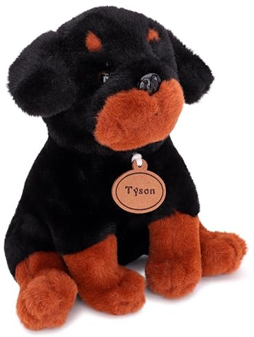Toyland® 25 cm (10 Zoll) Plüschtier – Sitzender Plüschhund – Geeignet ab Geburt (Tyson Rottweiler)