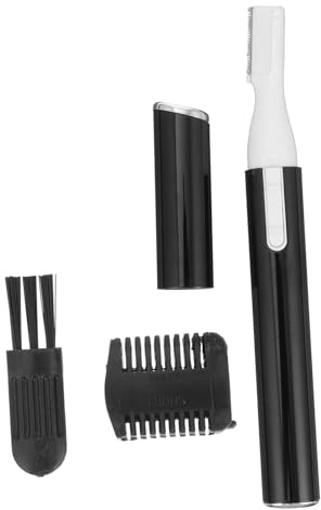 Elektrischer Augenbrauenrasierer für Damen, Aluminium, Schwarz | 1 Satz mit Augenbrauenbürste und Brush, Tragbar für Kosmetiktasche und Unterwegs, Trimmt Haare