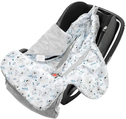 MAYLILY Einschlagdecke Babyschale, Kinderwagen Decke aus Bambus Viskose und Minky, Hergestellt in EU, Handgefertigt, Atmungsaktiv und Hautfreundlich für Baby, Ideal für Herbst und Winter