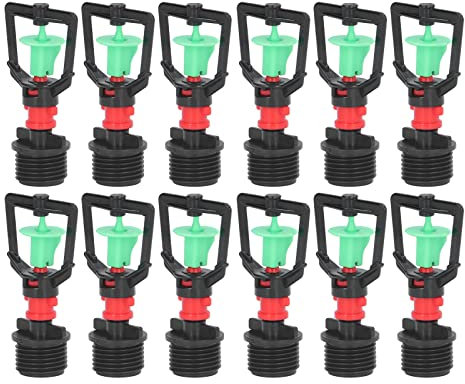 Aspersor de Césped, Aspersor, 20 Piezas de Riego con 20 Boquillas de Refracción Giratorias Colgantes de 360 °, Rociadores de Nebulización Xtor G1 2 Rosca Macho para Riego de